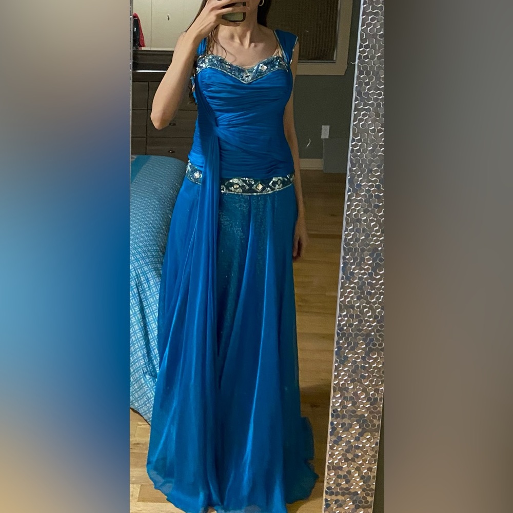Turquoise evening gown